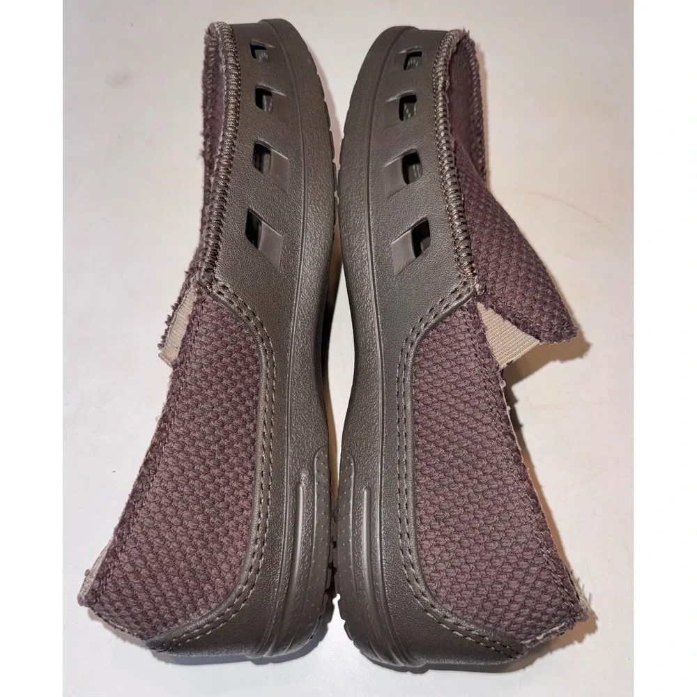 Crocs Santa Cruz Men's 10 Brown Canvas Slip On Loafers Casual Shoes